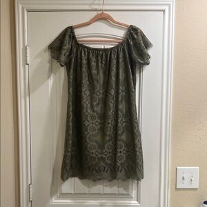 Elegant Olive Lace Mini Dress
